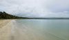 Wide panoramic view of Playa Esmeralda in Miches, where endless golden sands meet the calm Caribbean Sea